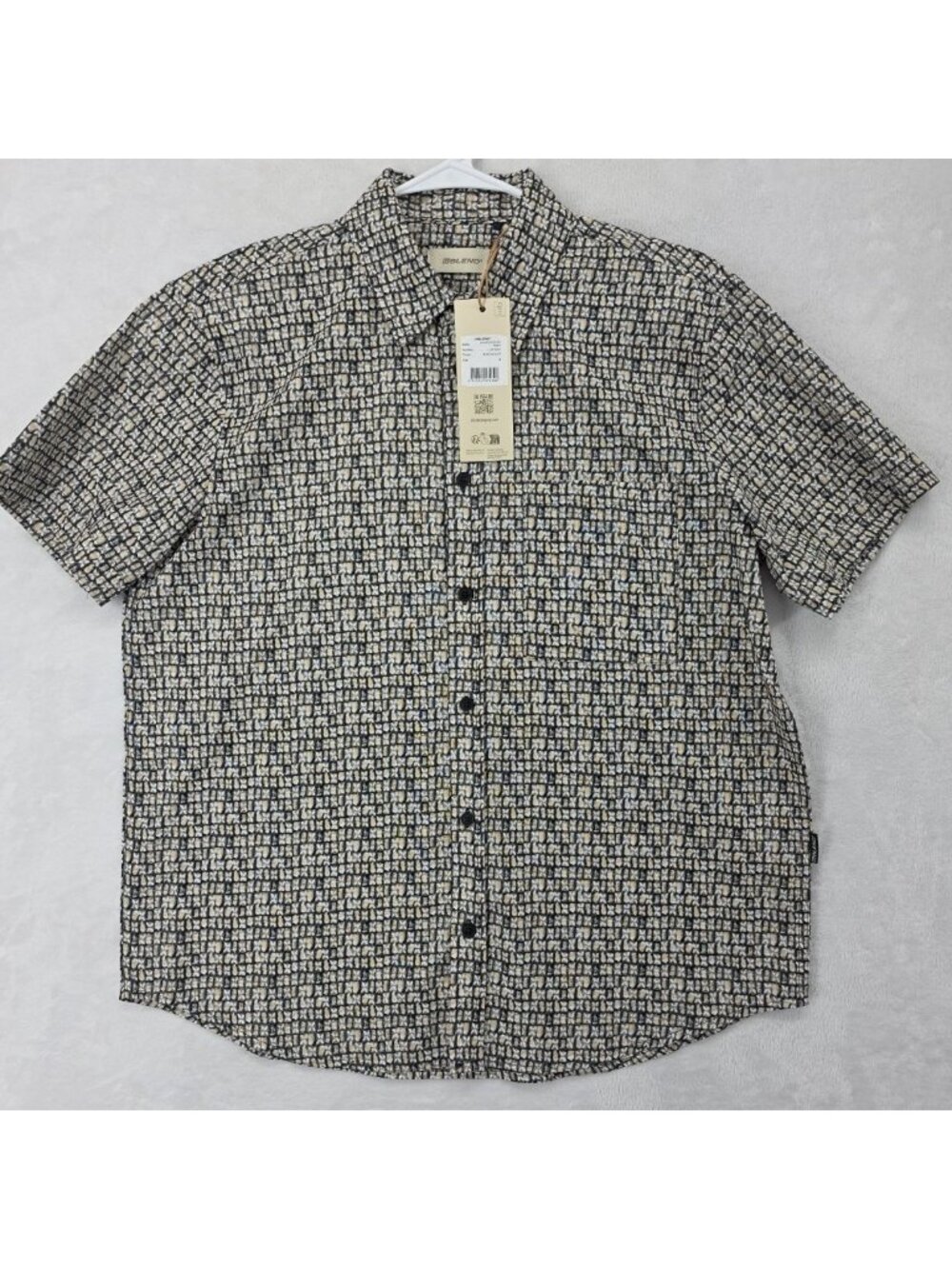 Blend Mens Slub 100% Cotton Button Front Shirt Size Medium NWT Geometric Summer